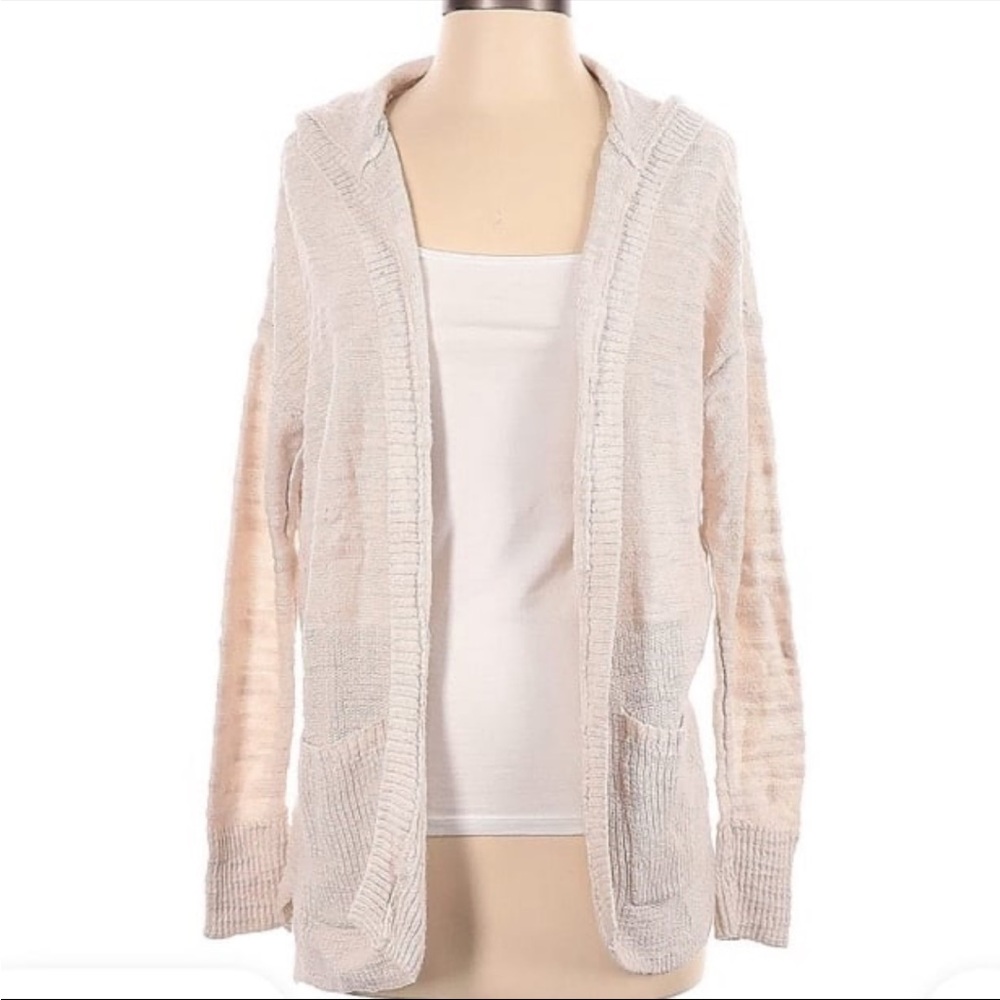 American Eagle Outfitters Cream Hooded Cardigan